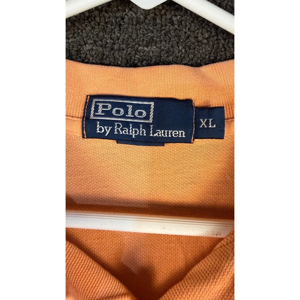Polo Ralph Lauren Mens XL Orange Pique Cotton Short Sleeve Polo Shirt Turquoise